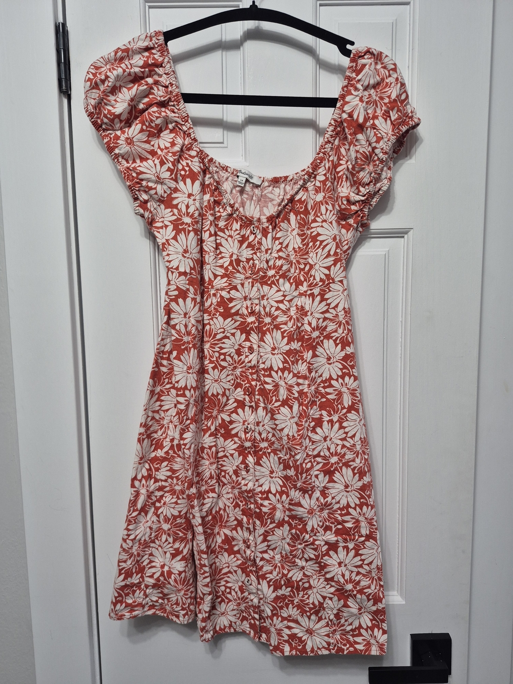 Madewell Coral Mini Dress with White Floral Print